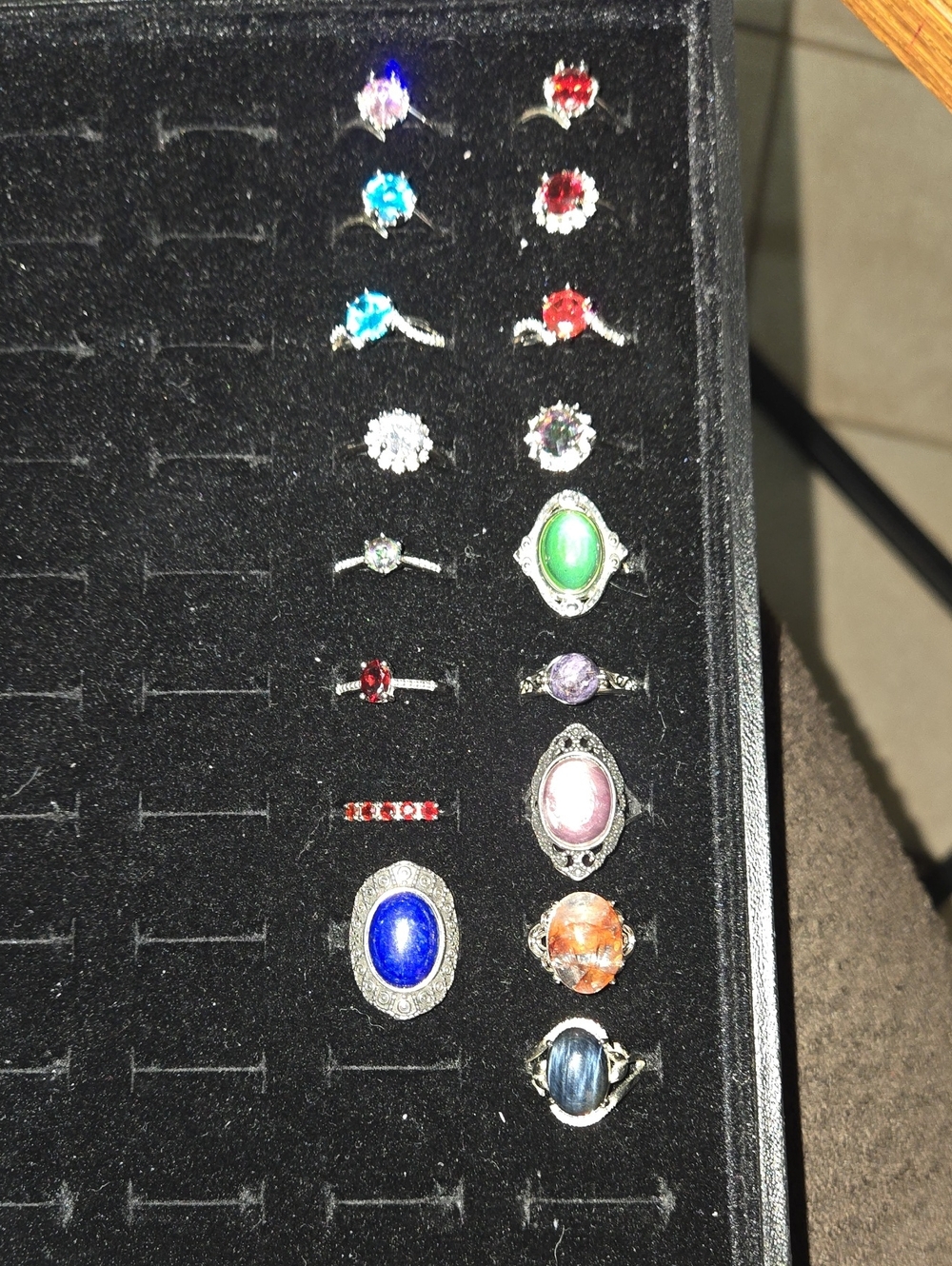 Set Of 17 Rings Women's Adjustable Multi-Color Gemstone Ring Collection - Picture 1 of 9